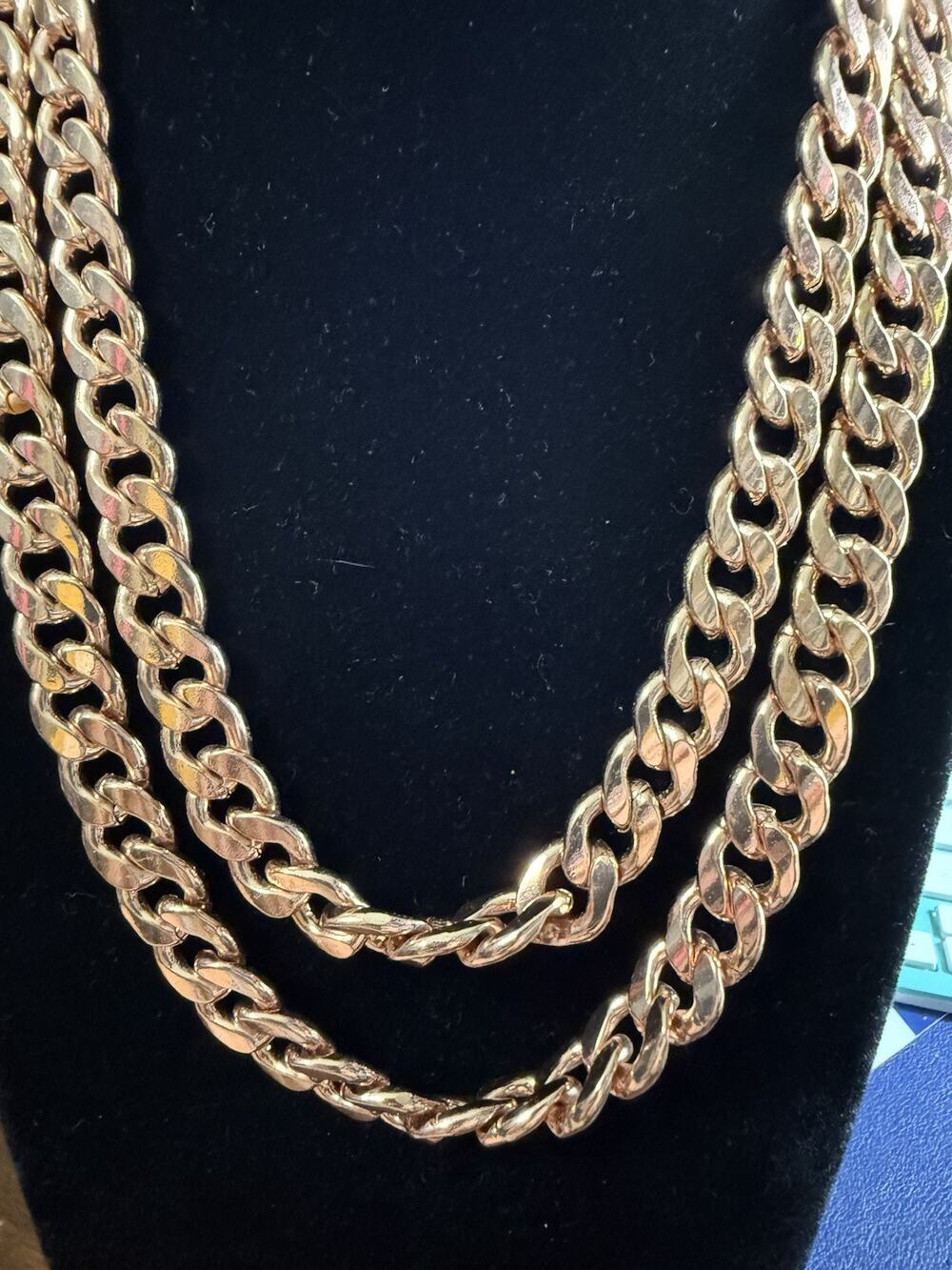 Baublebar Copper Tone Curb Link Double Chain Necklace Lobster Claw 18-20"